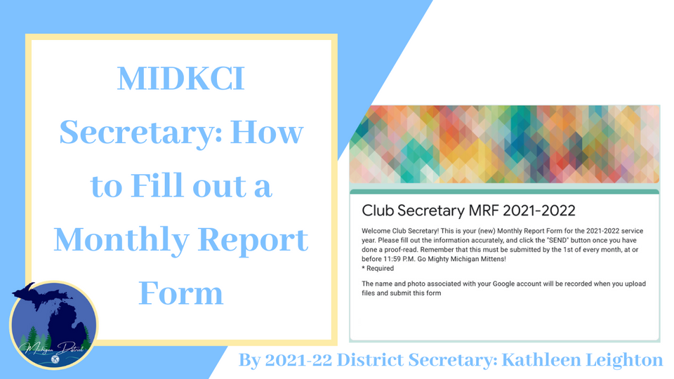 MIDKCI Secretary: Monthly Report Forms